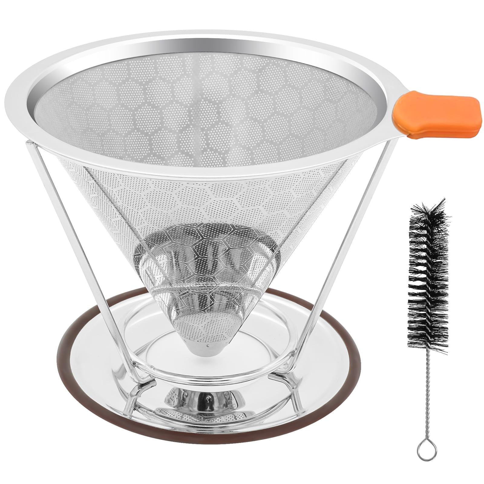 X-VESOLJE pour over dripper emphasizes durable stainless steel for café-quality coffee.