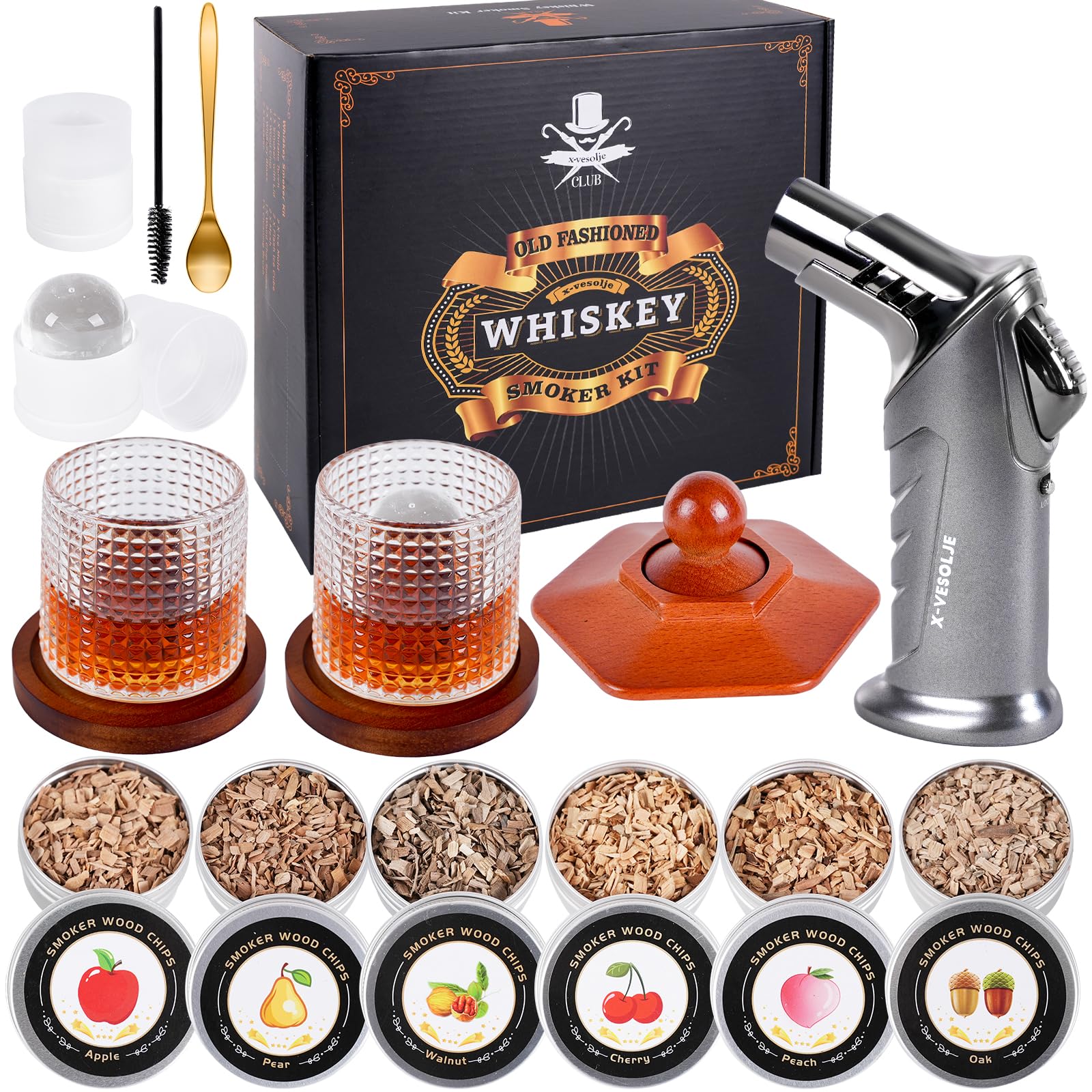 X-vesolje whiskey smoker kit with torch ignites for quick smoky cocktails
