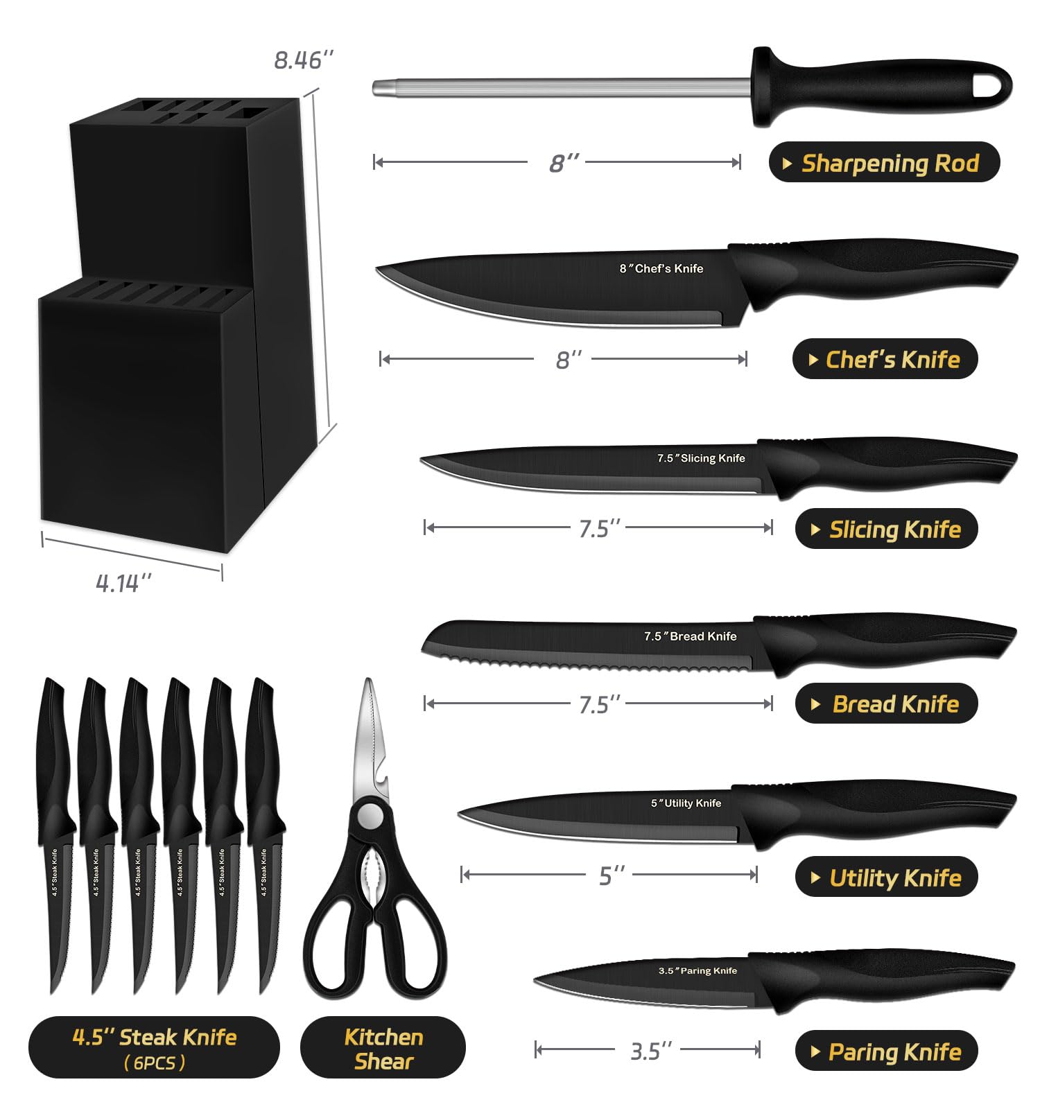 XANAPON knife set bread knife 7.5-inch for clean, even sandwich prep