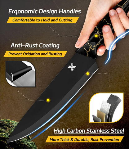 XANAPON knife set with full-tang handle for balanced, secure cutting