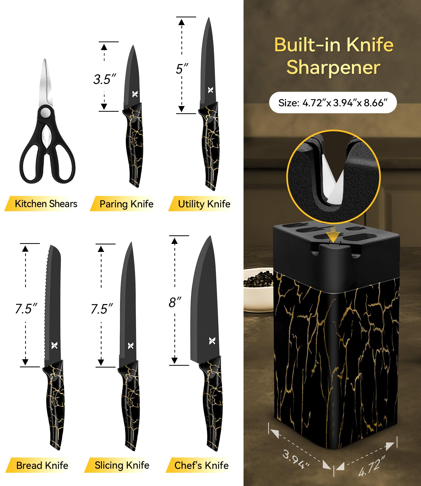 XANAPON knife set with stainless steel blades highlights durability and precision