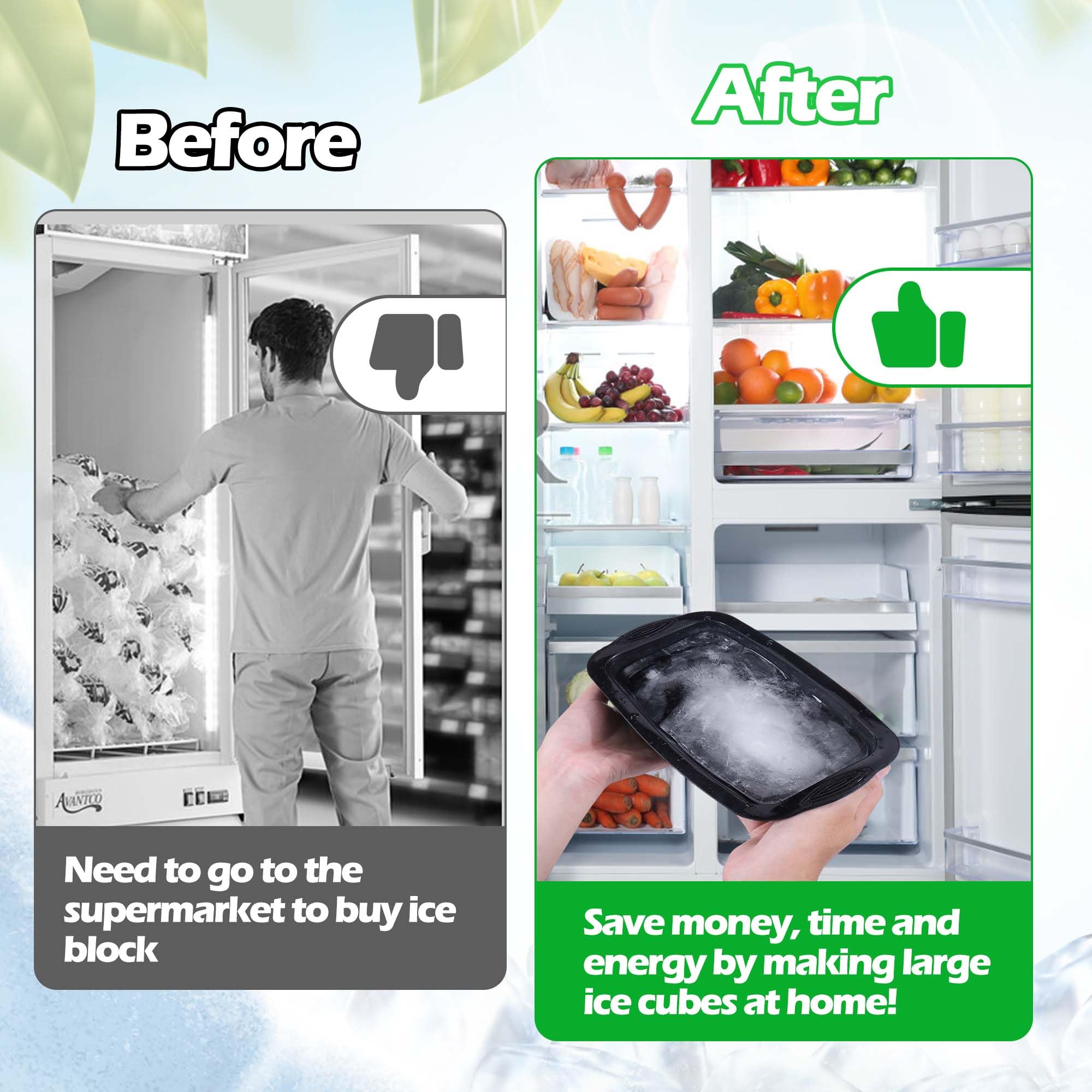 XANGNIER bigger-enduring ice cubes stay cold longer in coolers and beverages.