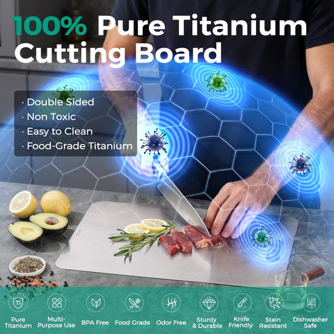Xanthic Katuchef titanium cutting board double sided use prevents cross contamination for meat and produce