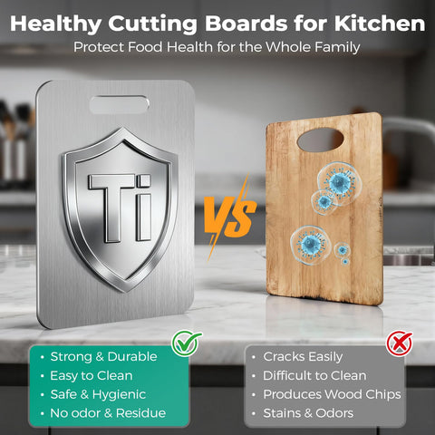 Xanthic Katuchef titanium cutting board meat side, durable and easy to clean