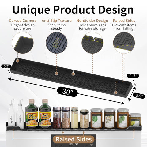 Xaogogo silicone rack on stove top holds spices and oils securely.