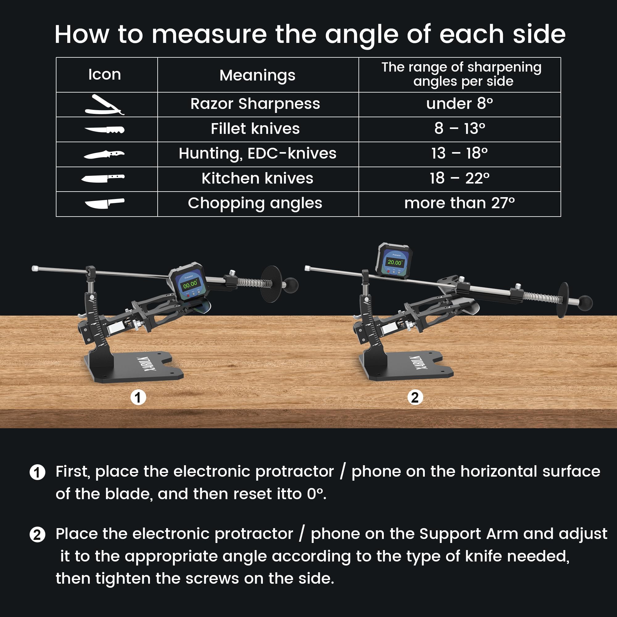 XARILK GEN3 kitchen use scenario with chef’s knife on counter
