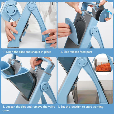 XAYCDEHN 420 stainless steel blades deliver durable, sharp cuts for vegetables.