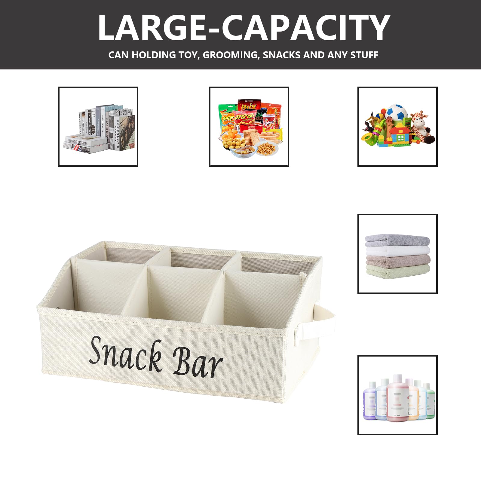 Xbopetda beige compartments close-up showing front snacks and back drinks