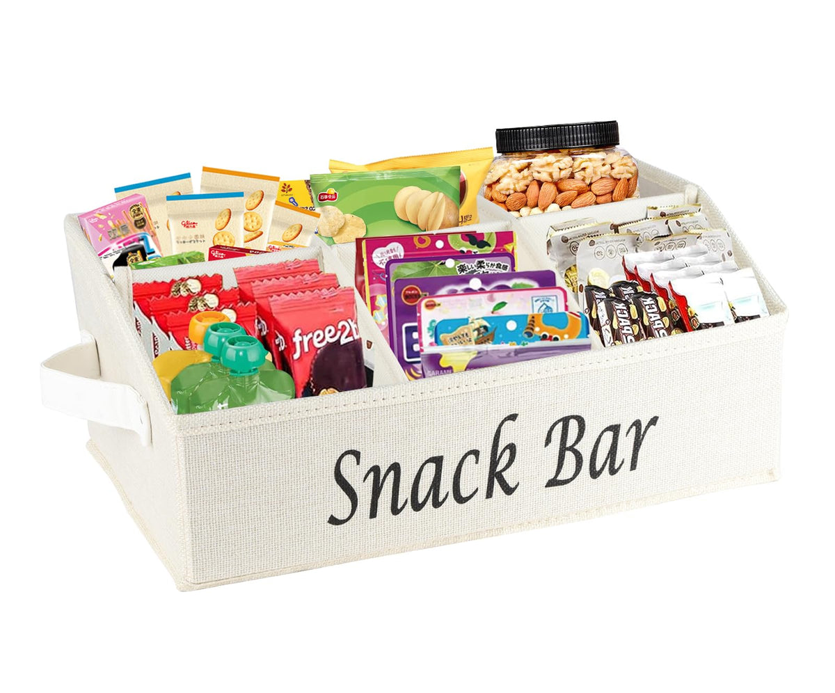 Xbopetda snack organizer beige front view with six accessible compartments