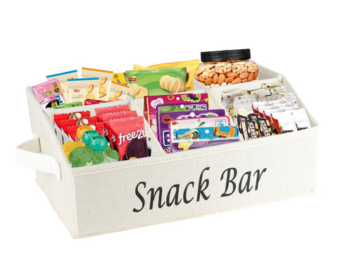 Xbopetda snack organizer beige front view with six accessible compartments