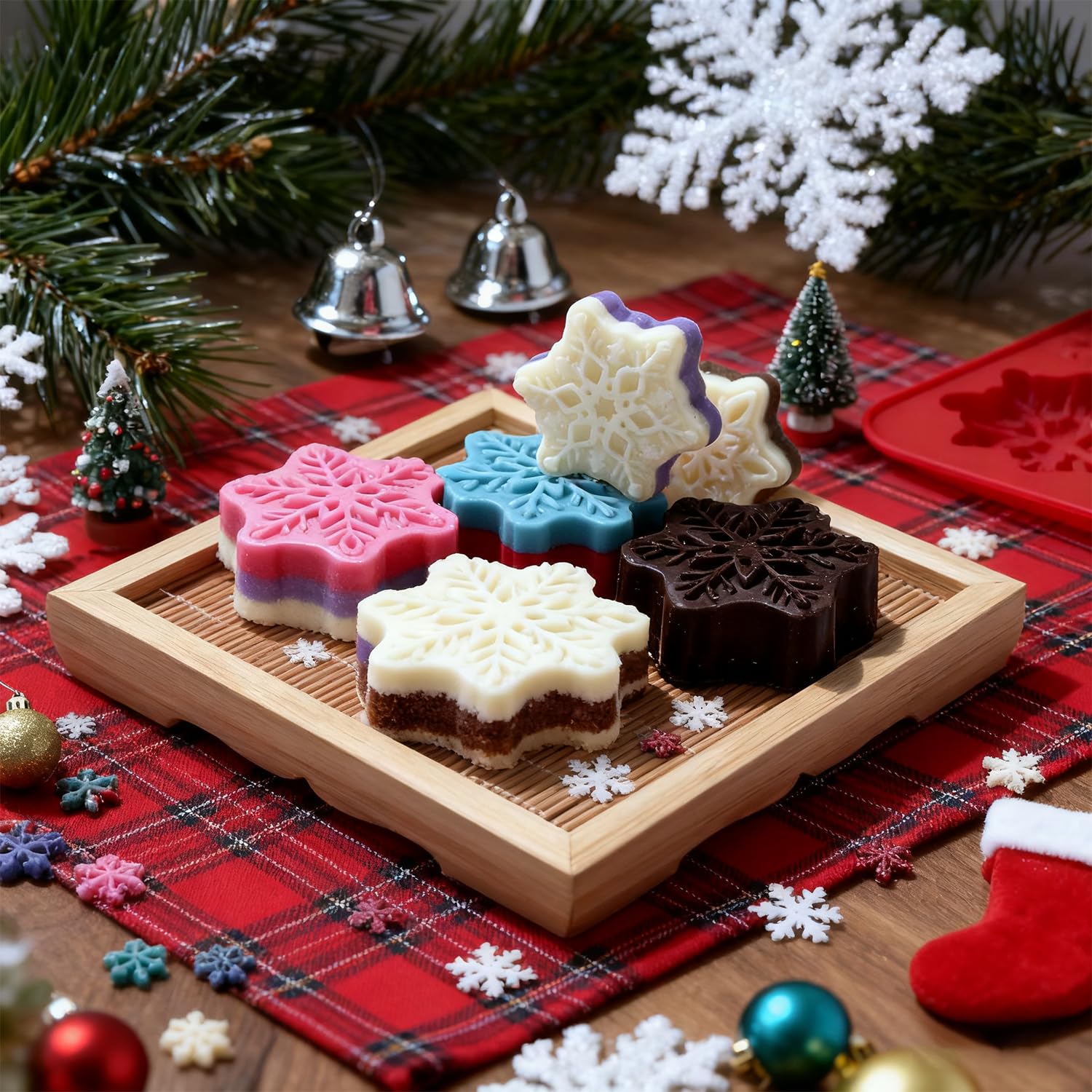 XBYzuzi Christmas snowflake silicone mold for decorative soaps and candles.