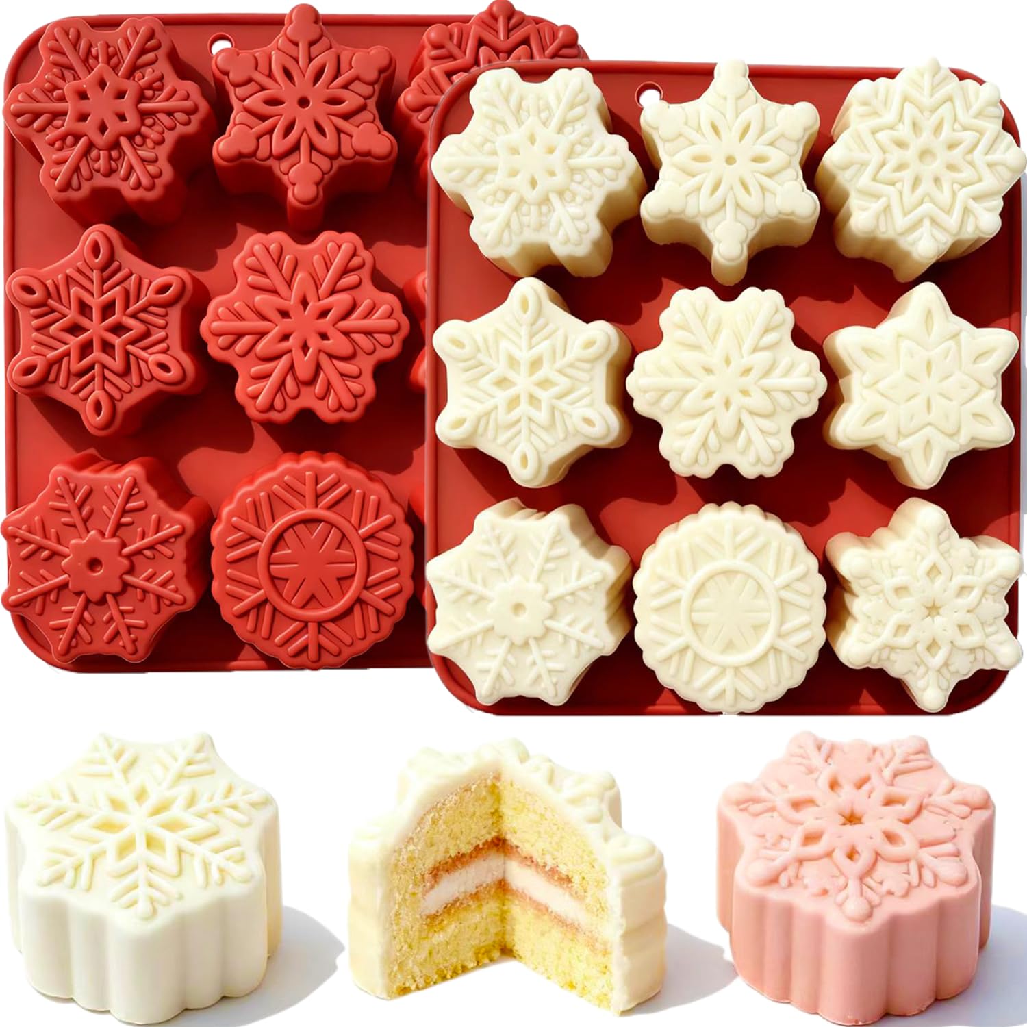 XBYzuzi snowflake mold 2pc set for festive desserts and decorations.