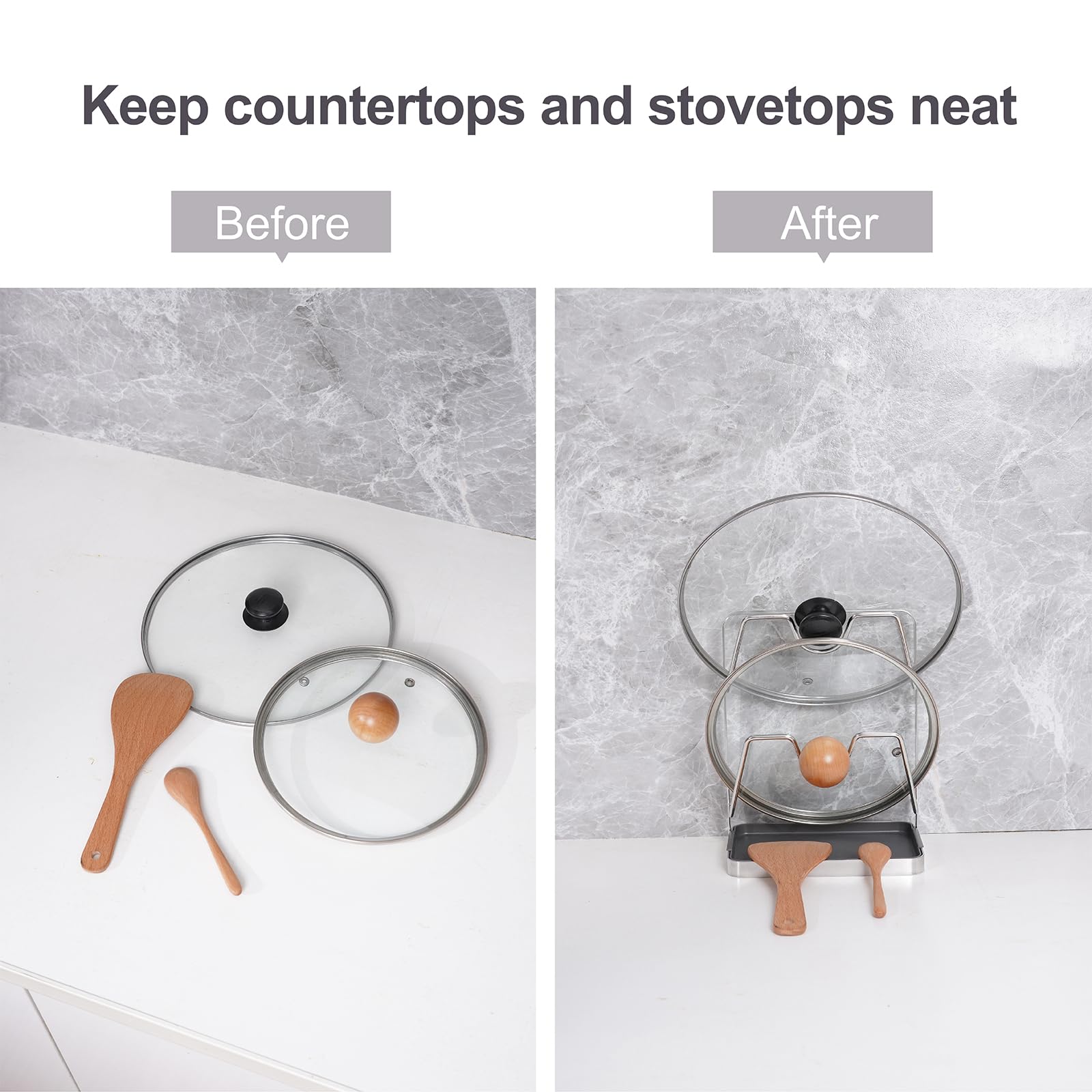 XCCK 2-in-1 design stores lids and utensils for quick access.