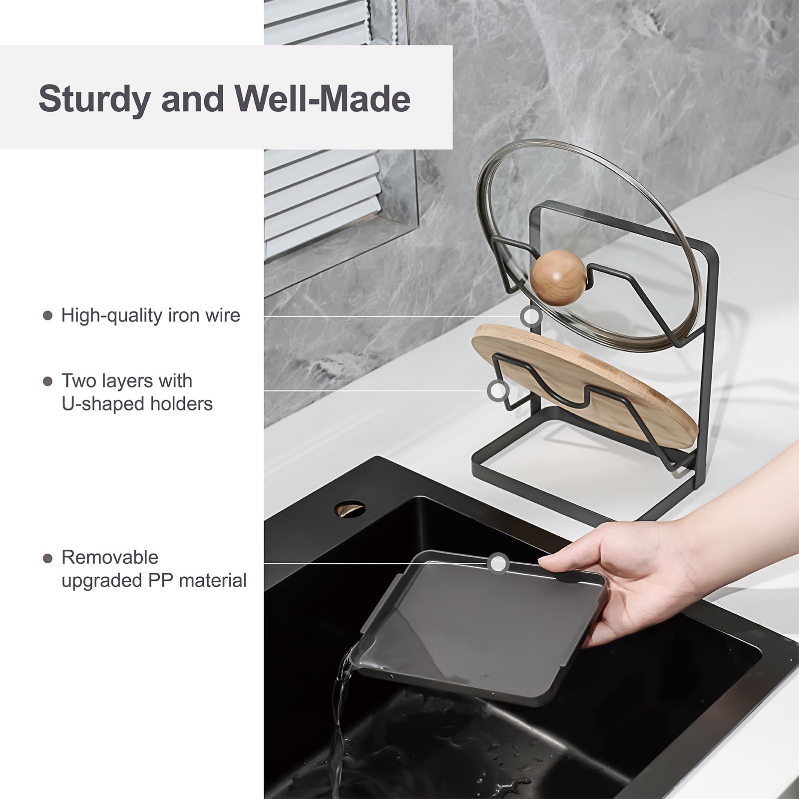 XCCK spoon rest and lid holder keeps countertops clean during cooking.