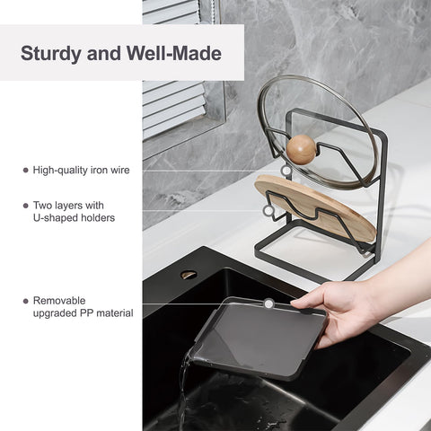 XCCK spoon rest and lid holder keeps countertops clean during cooking.