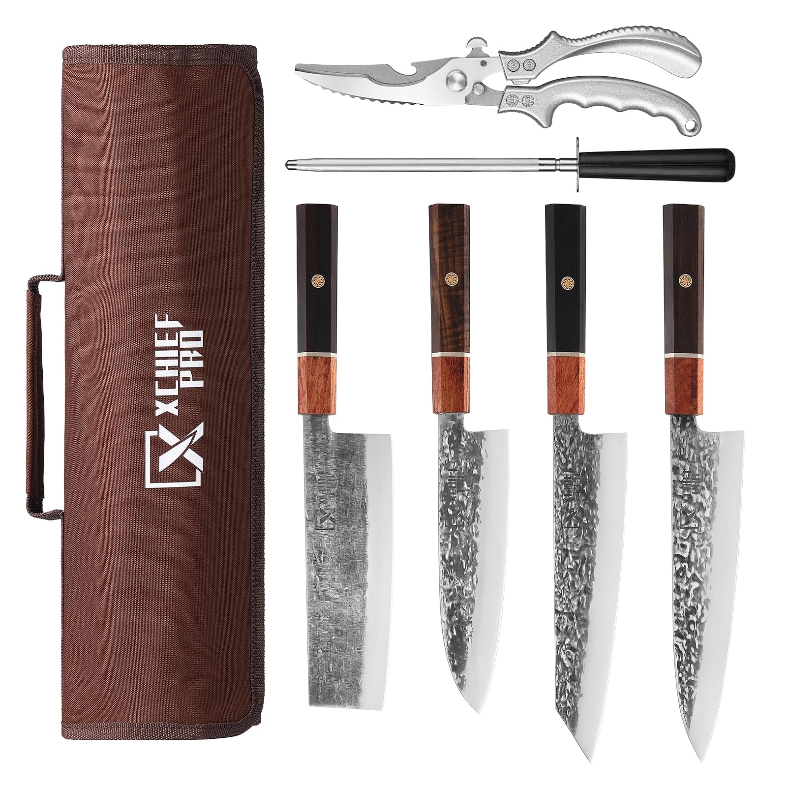 XCHIEF PRO 8-inch Kiritsuke knife blade close-up for precise slices.