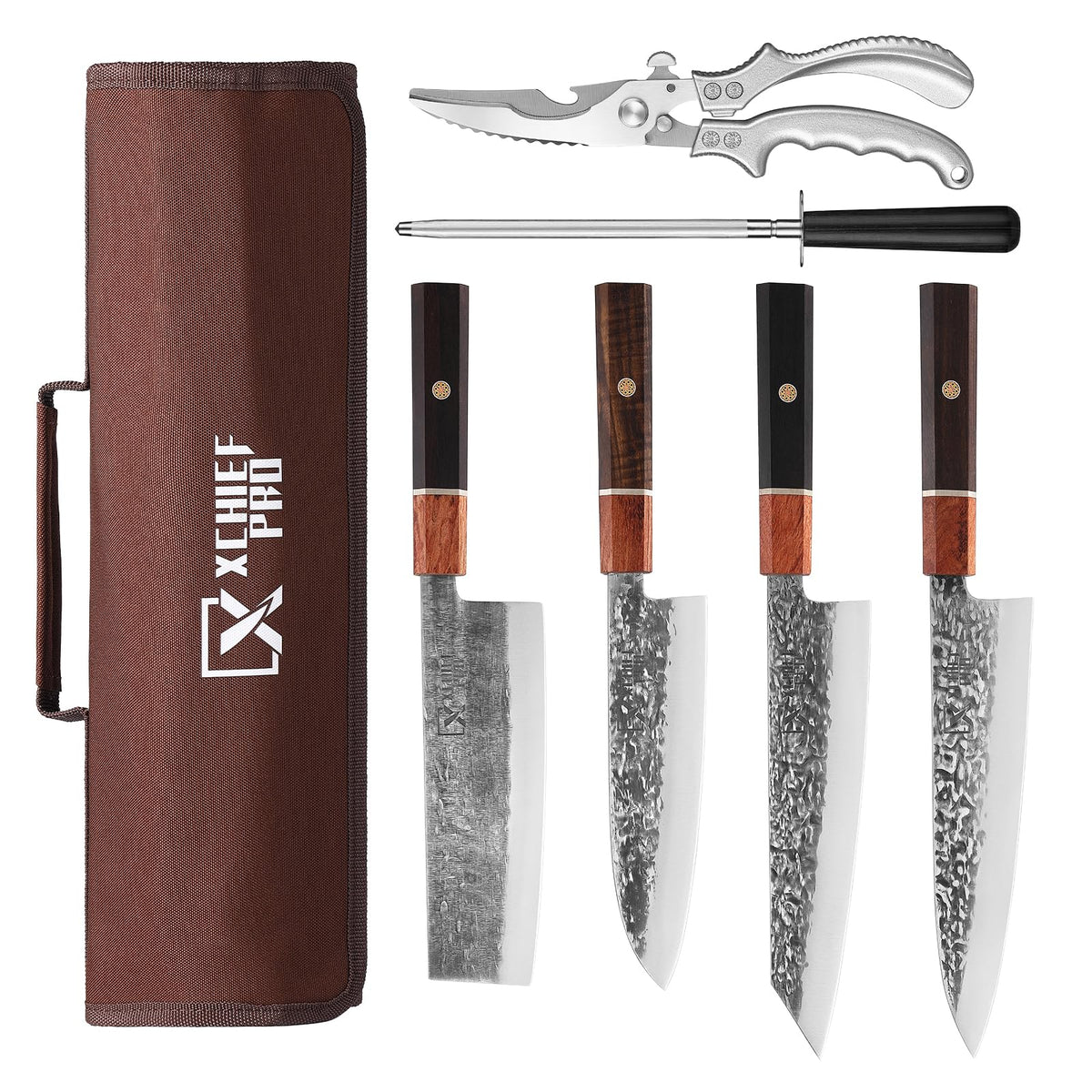 XCHIEF PRO 8-inch Kiritsuke knife blade close-up for precise slices.