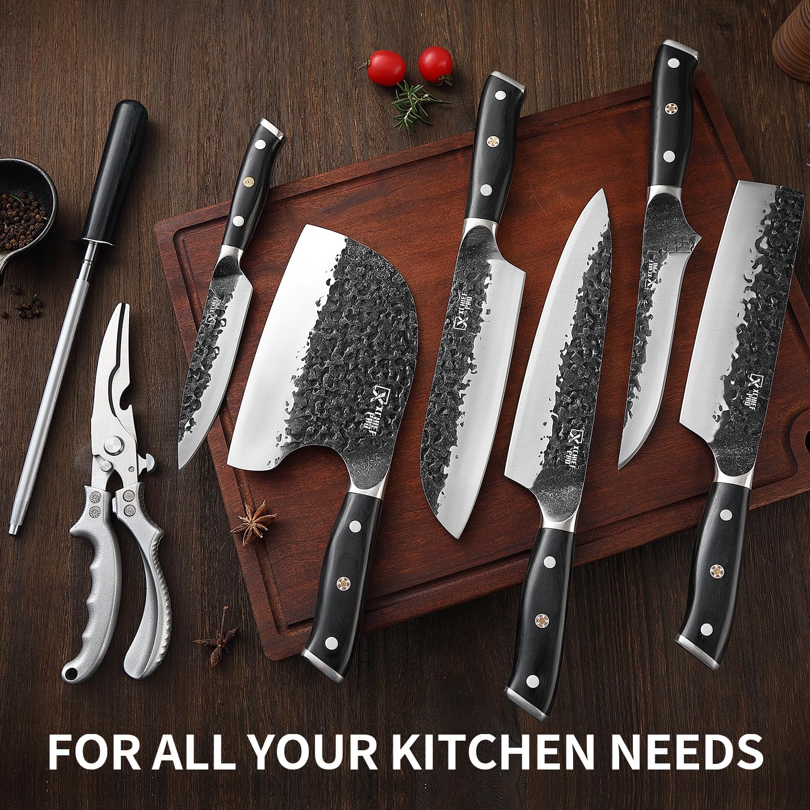XCHIEF PRO bag with knives and accessories keeps tools organized during cooking