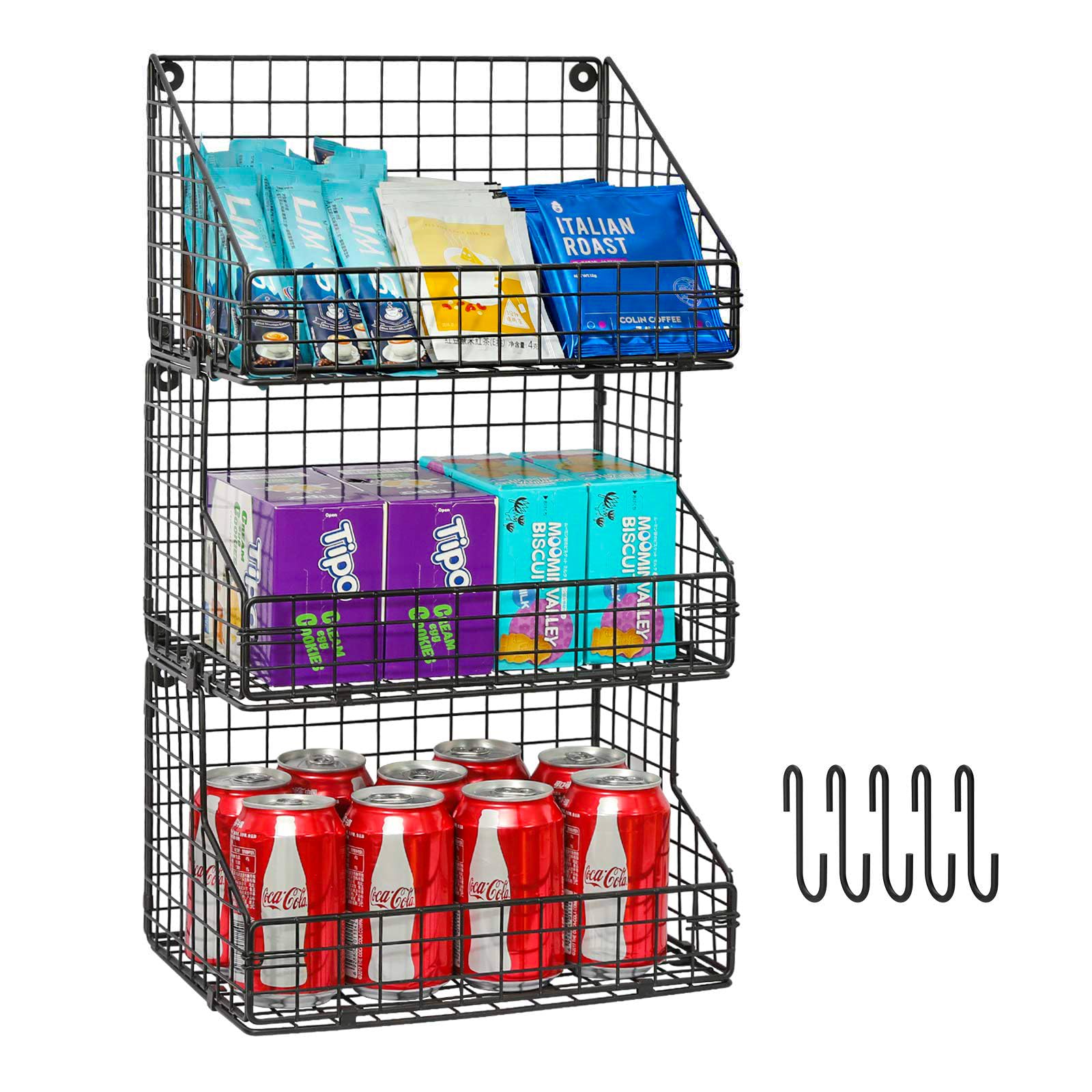 X-cosrack 3-tier stackable snack organizer on a countertop for quick access.