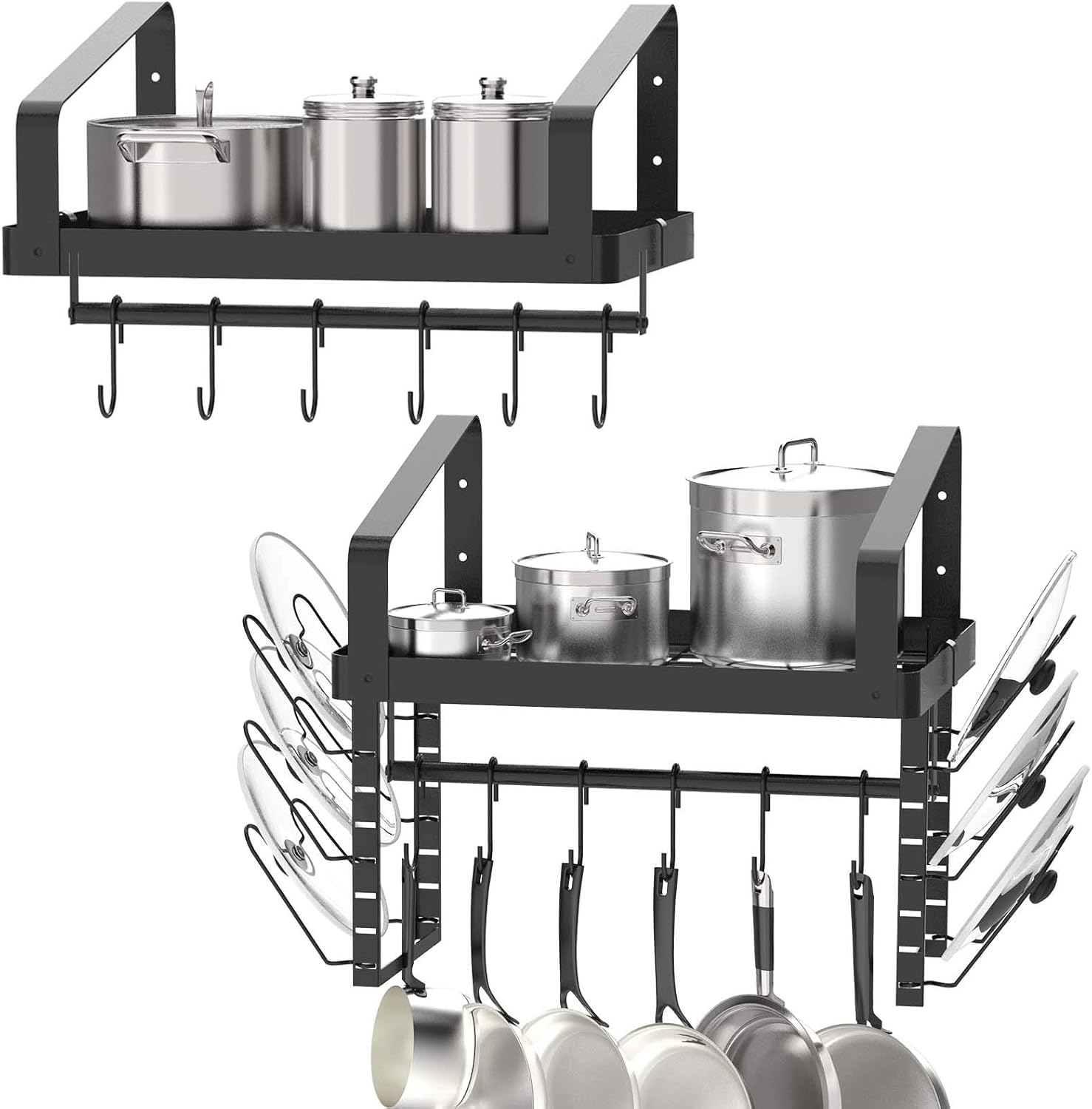 X-cosrack pot racks wall-mounted set 2 offering versatile cookware organization and space saving.