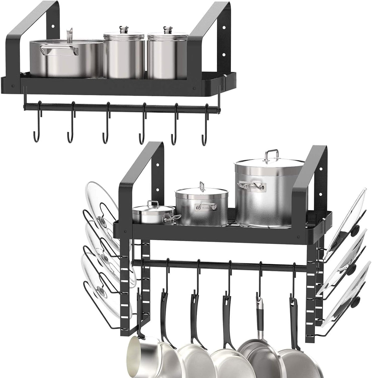 X-cosrack pot racks wall-mounted set 2 offering versatile cookware organization and space saving.