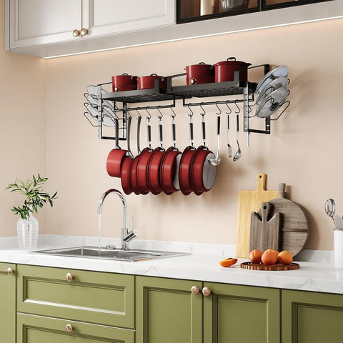X-cosrack twelve hooks provide flexible hanging for utensils and tools.