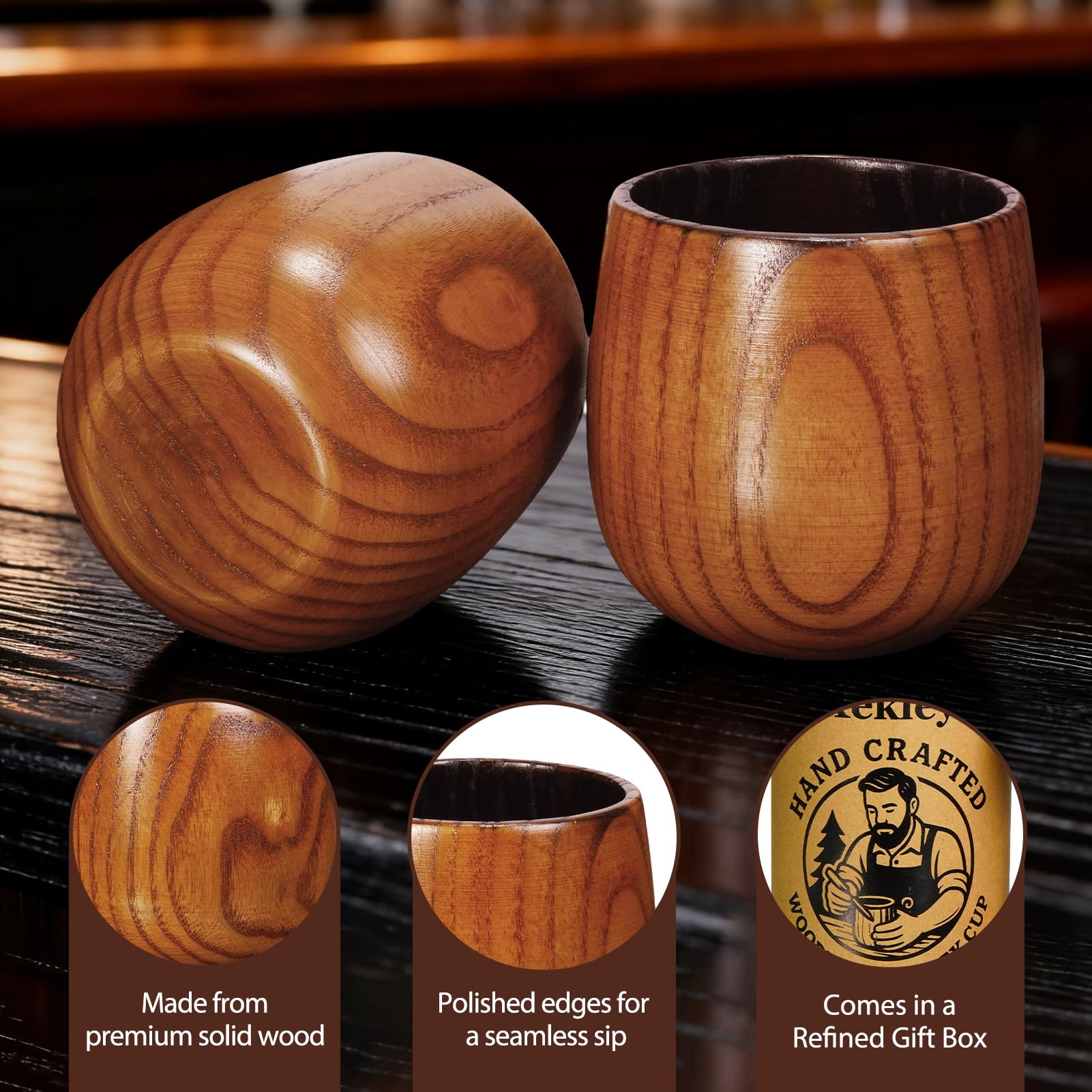 Xekley charred grain variation adds rustic charm to each glass.