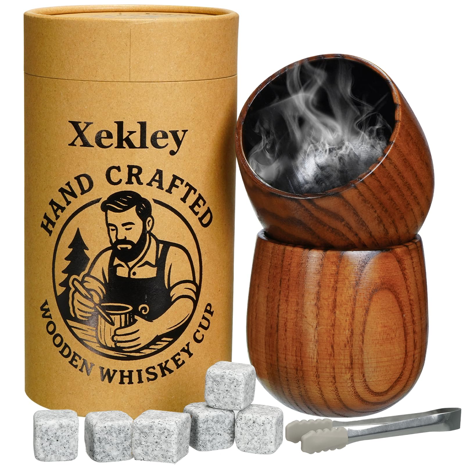 Xekley charred wooden bourbon glass 10oz enhances aroma and preserves temperature.