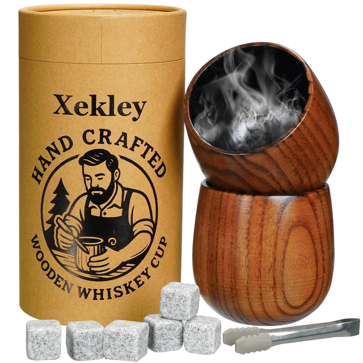 Xekley charred wooden bourbon glass 10oz enhances aroma and preserves temperature.
