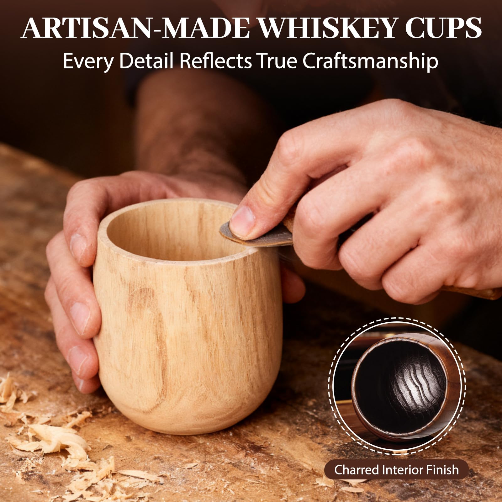 Xekley handcrafted woodgrain tumbler close-up highlights natural character.