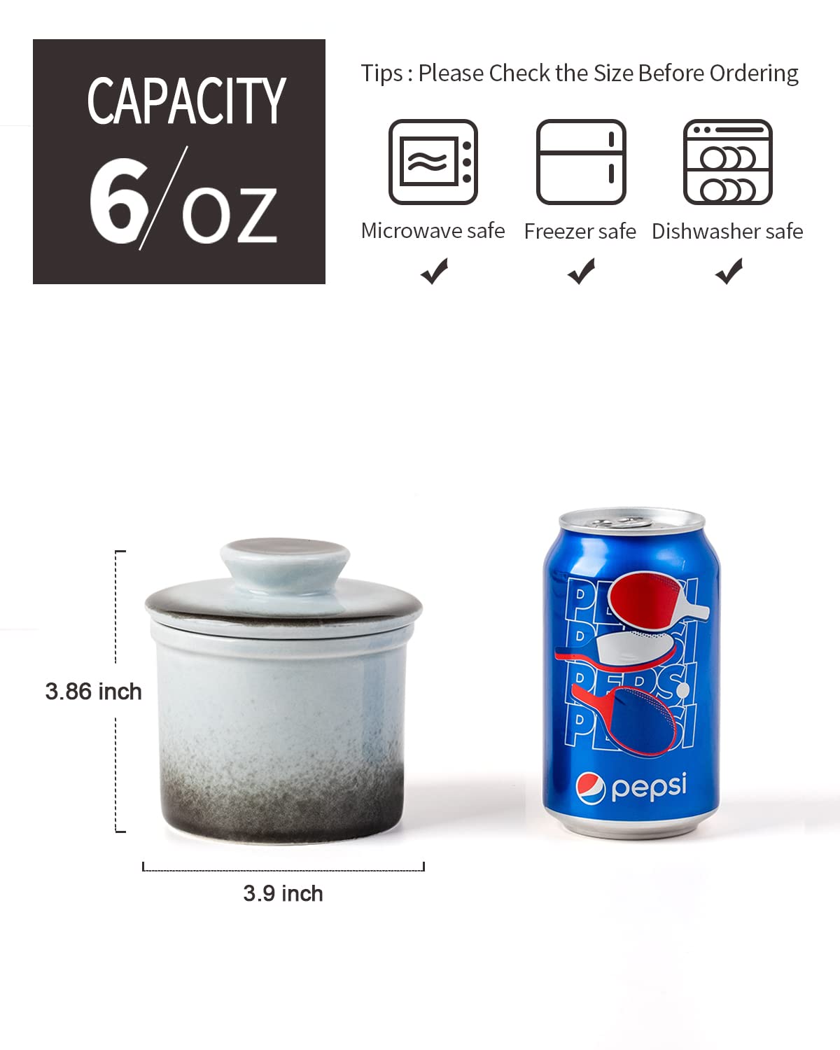 Xela butter crock gradient grey on kitchen counter adds elegant decor