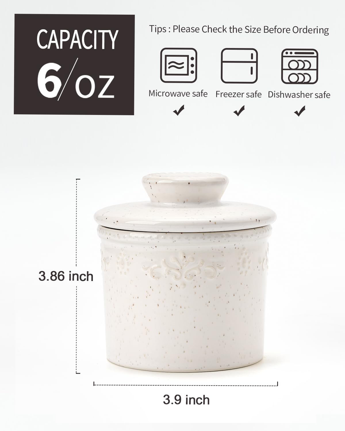 Xela butter dish water line detail shows practical freshness.