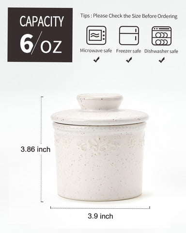 Xela butter dish water line detail shows practical freshness.