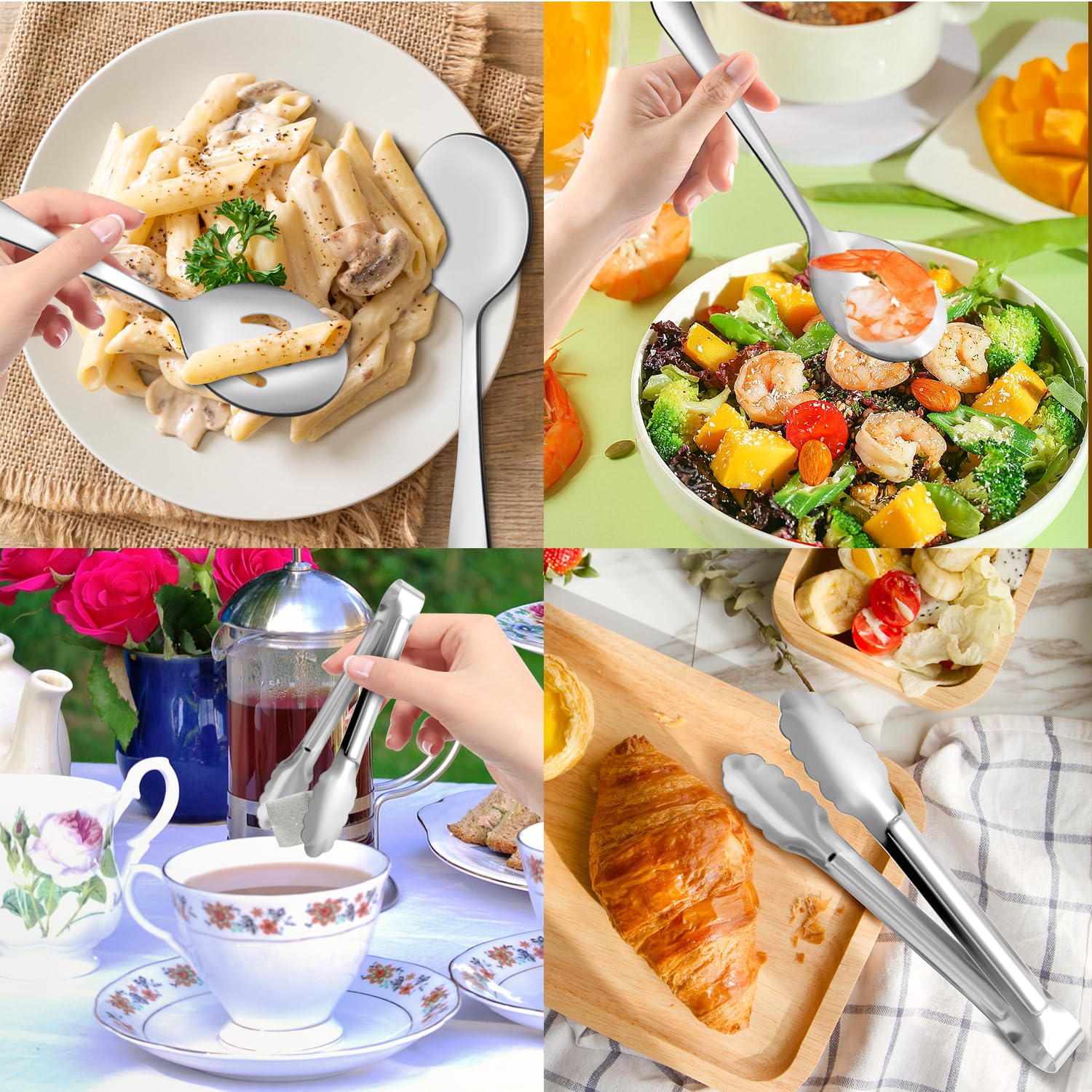 XEVOM silver-finish serving set complements formal and casual tables.