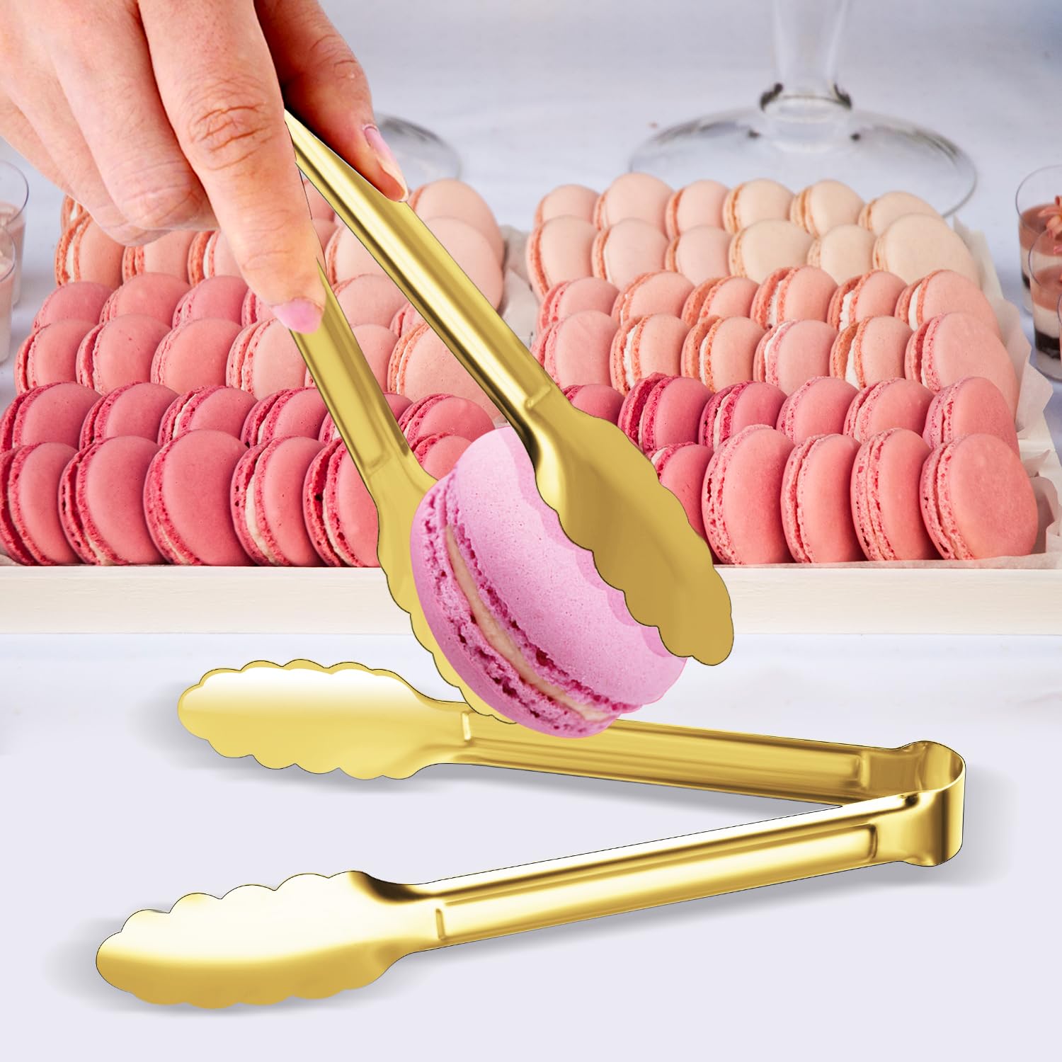 XEVOM kitchen use gold serving tongs for everyday meals