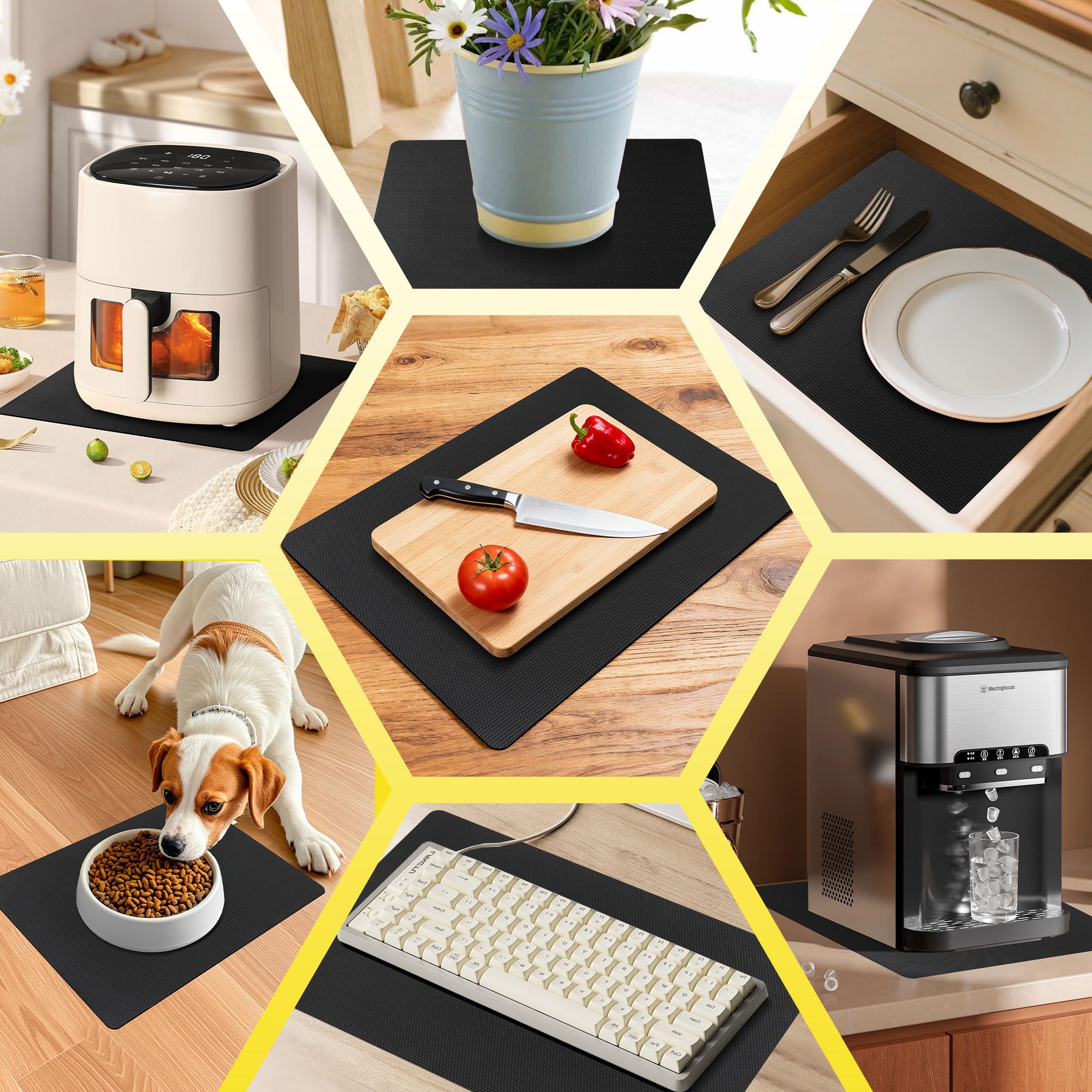 Xfenvs 15x10-inch mat fits neatly under appliances and prep areas