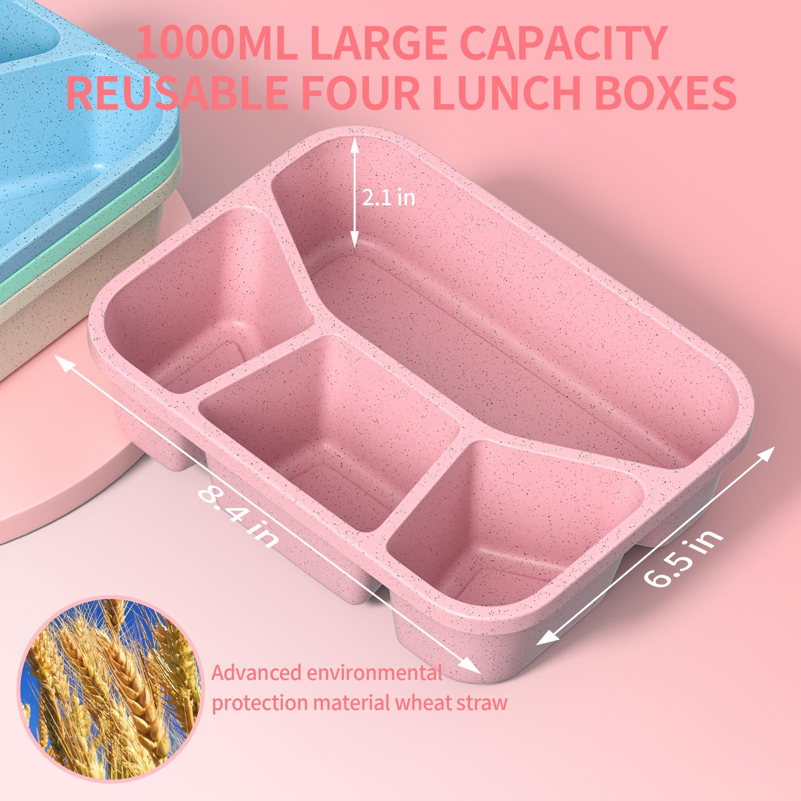 XGXN Bento Box four-compartment layout keeps main, sides, and snacks organized.