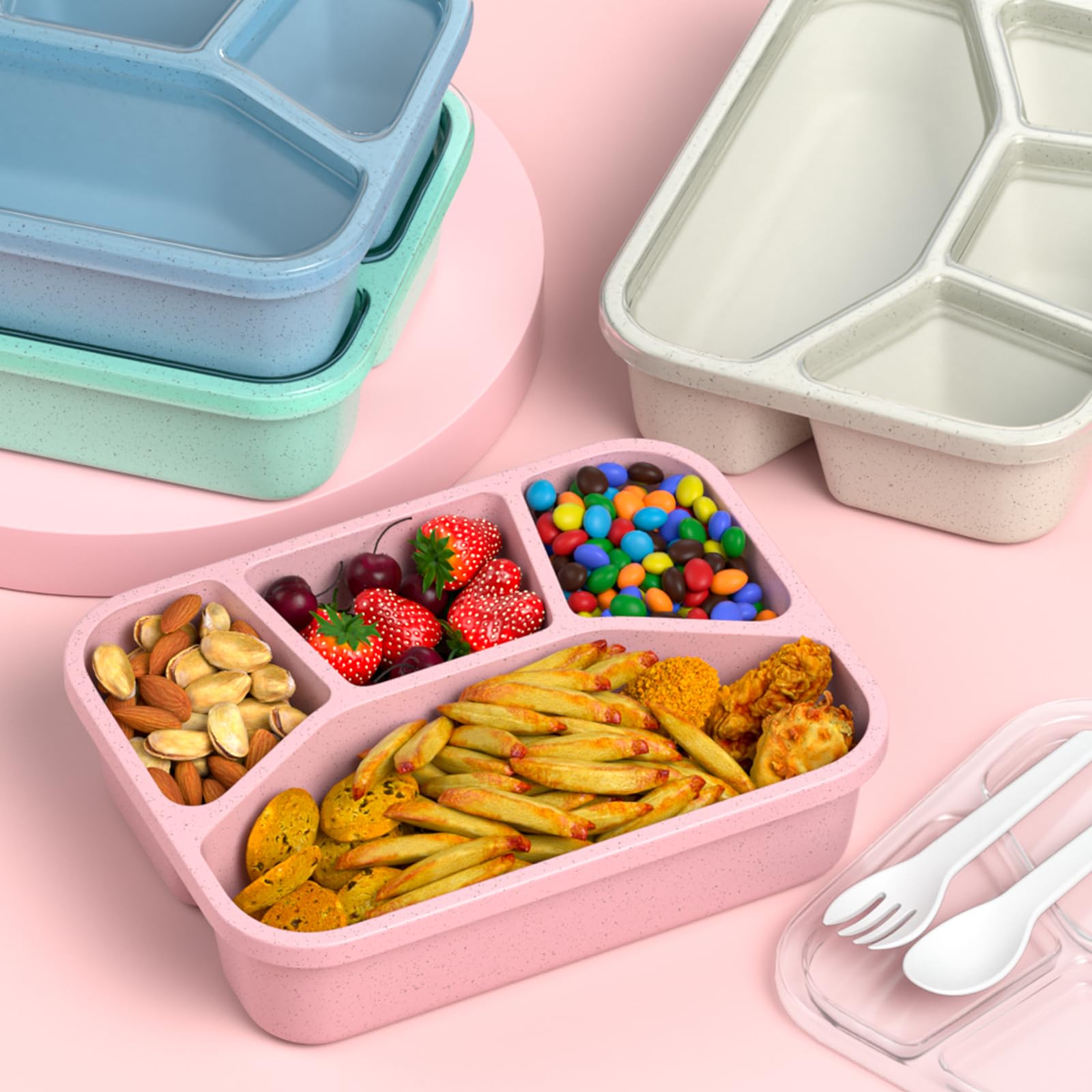 XGXN Bento Box microwave-freezer-dishwasher compatible, lid removed for microwave use.