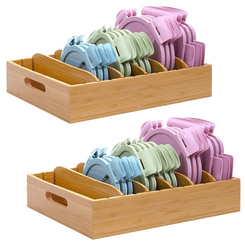 XiaoyuziTF bamboo lid holder in cabinet keeping lids neatly organized