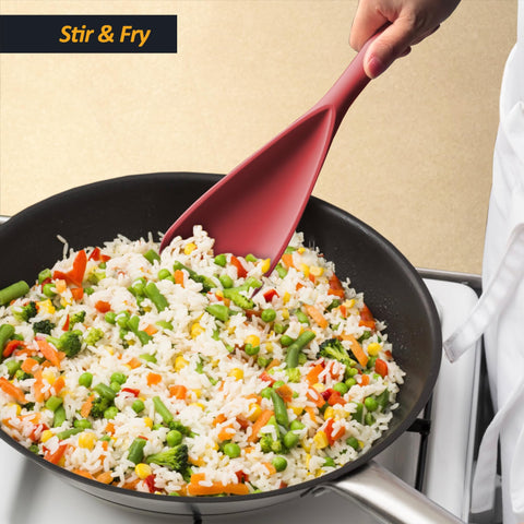 XiaoZu silicone spoon with stainless steel core provides strength and flexible control.