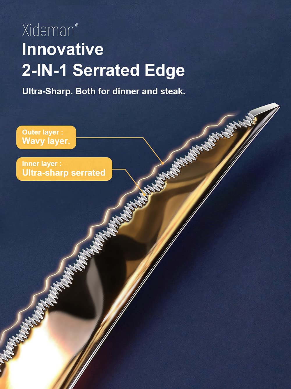 Xideman hammered dinner spoon close-up reveals polished surface for elegant table settings.