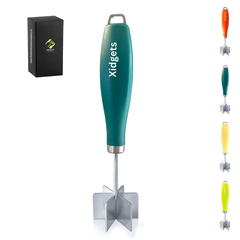 Xidgets heavy-duty meat chopper front view in stainless steel for efficient prep