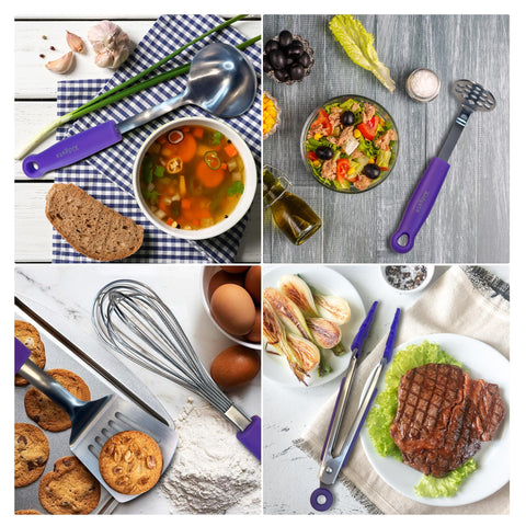 Xidgets plum mini tongs, sturdy grip for serving and handling foods