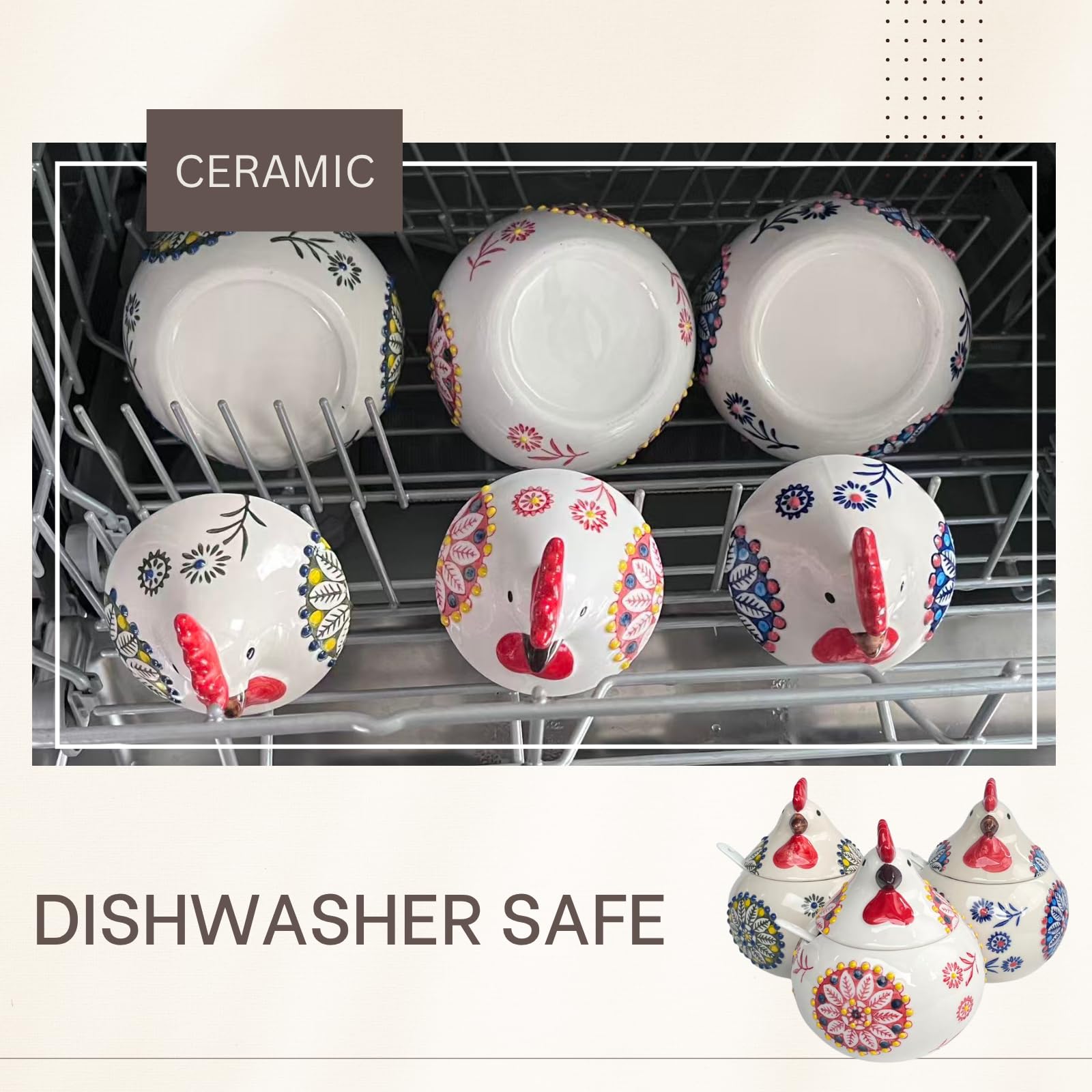 XIEFFICH rooster lid with built-in spoon groove keeps scoop tidy