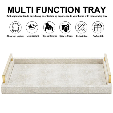 XIGEXIGE ivory shagreen tray serving drinks on a coffee table.