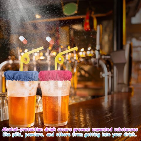 XIHIRCD pink scrunchie keeps beverages clean during gatherings.