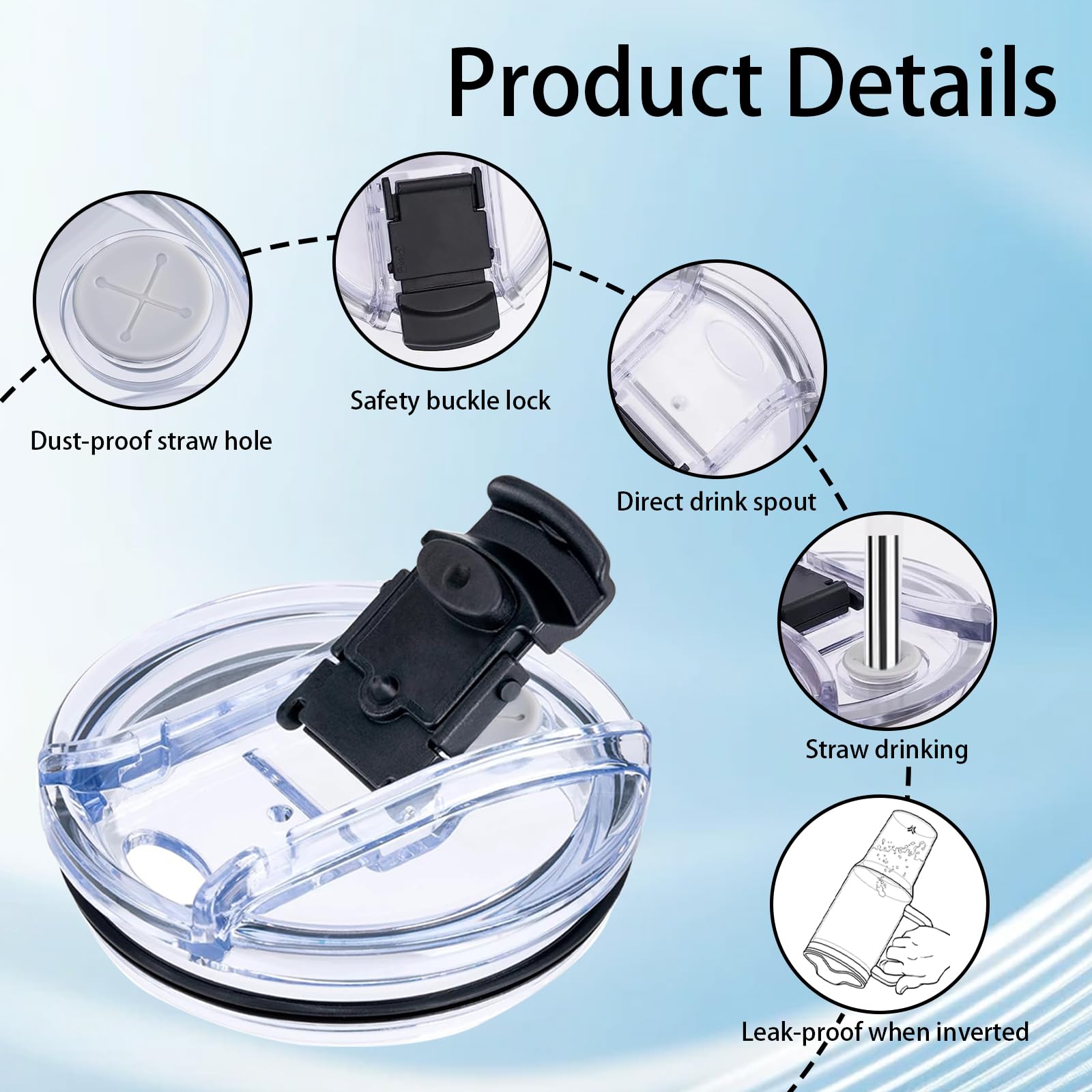 Close-up of xiiai tumbler body and lid, highlighting leak-proof design
