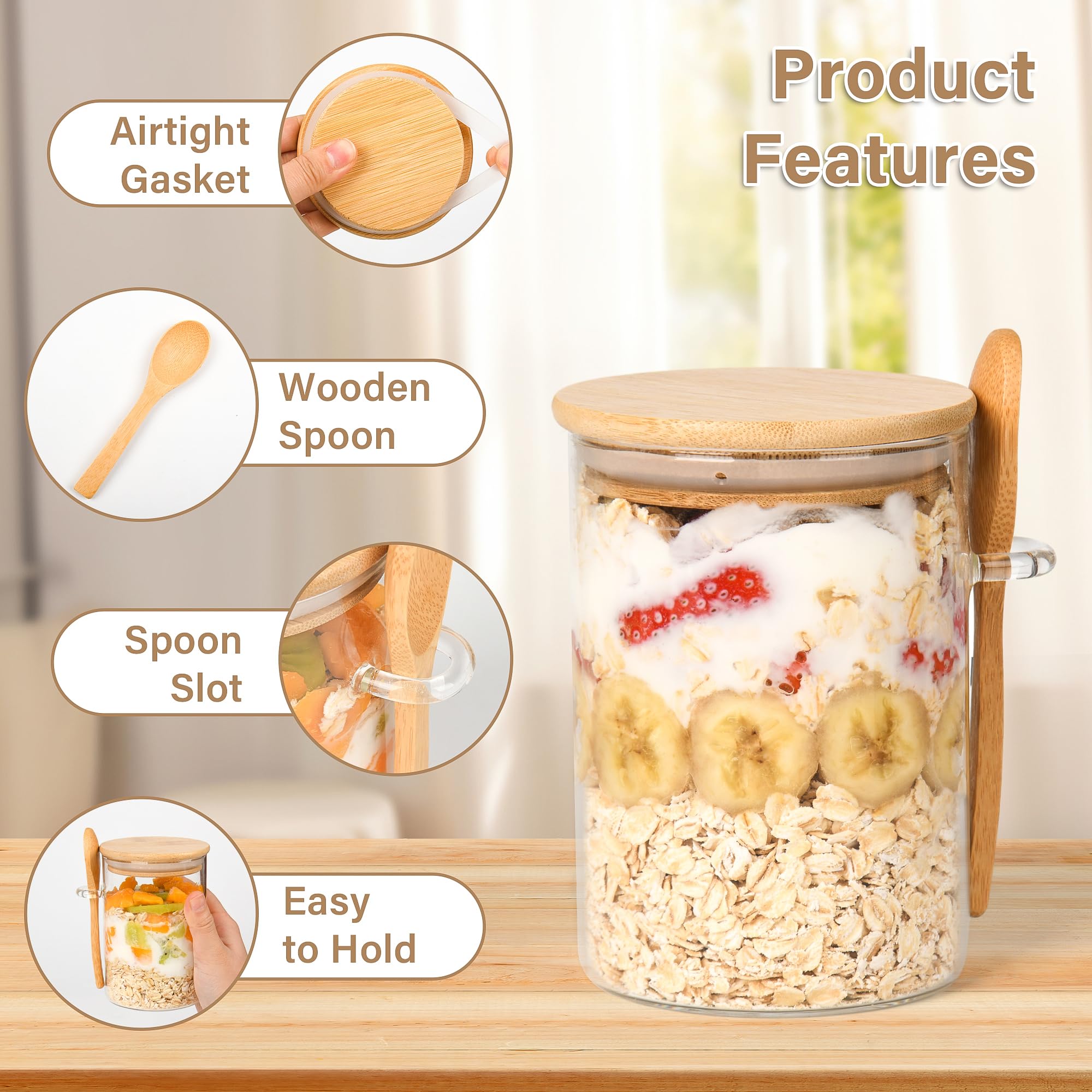 Xileanalee bamboo lid jar with airtight seal preserves freshness.