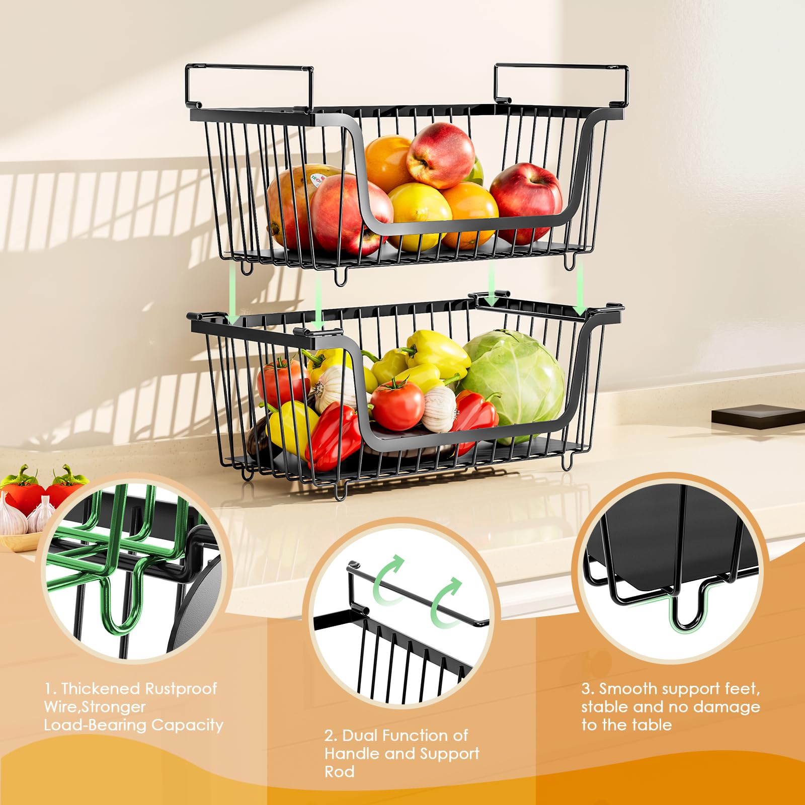 XILIDIA large-capacity hollow basket provides roomy pantry storage possibilities.