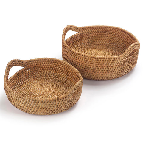 XIMISISE large rattan basket with handles, ideal for fruit and snacks.